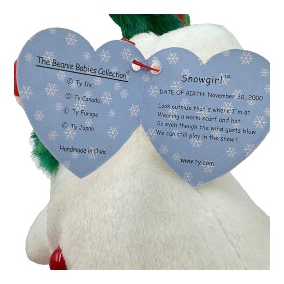 TY Beanie Baby SNOWGIRL the Snowman Stuffed Animal Toy RETIRED Vintage Y2k - Picture 13 of 15